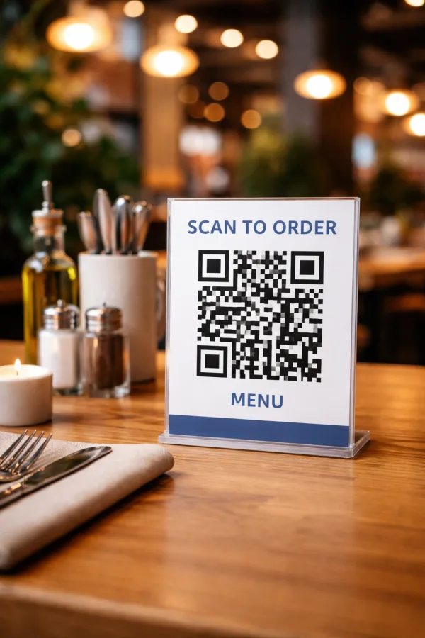 Cliente revisando carta QR restaurante y menú físico impreso con sistema Restomovil - Imagen 2