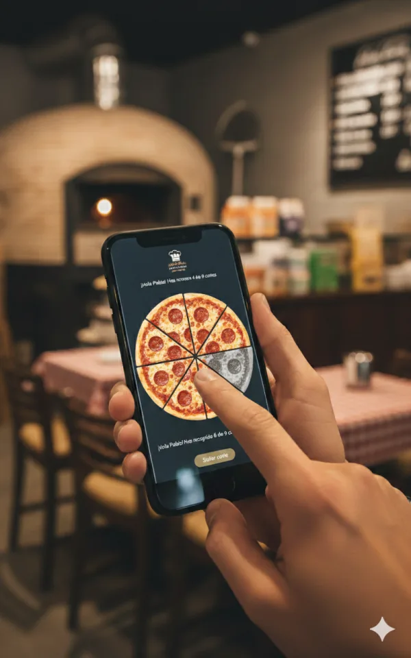 Tarjeta de fidelización digital Club de Clientes en celular con logo de restaurante y progreso de visitas - Imagen 2