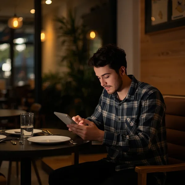 Garzón atendiendo cliente difícil en restaurante con protocolo profesional y sistema de comandas digital - Imagen 3