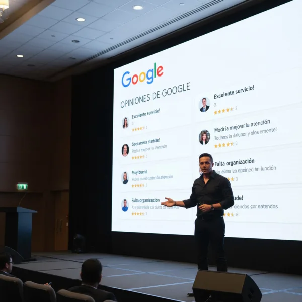 Garzón entregando código QR a clientes satisfechos en restaurante para obtener reseñas positivas en Google - Imagen 3