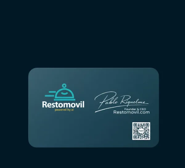 Tarjeta de presentación digital QR en smartphone mostrando información de contacto profesional para compartir en restaurantes y empresas - Imagen 3