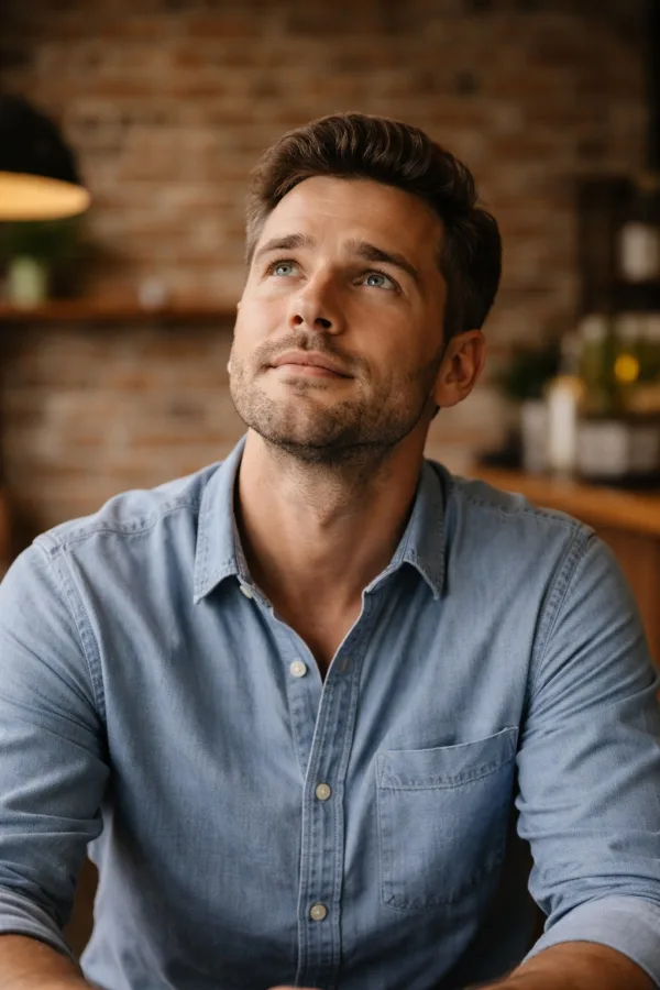 Dueño de restaurante revisando el sitio web de su local en una laptop sobre la barra de cocina - Imagen 3